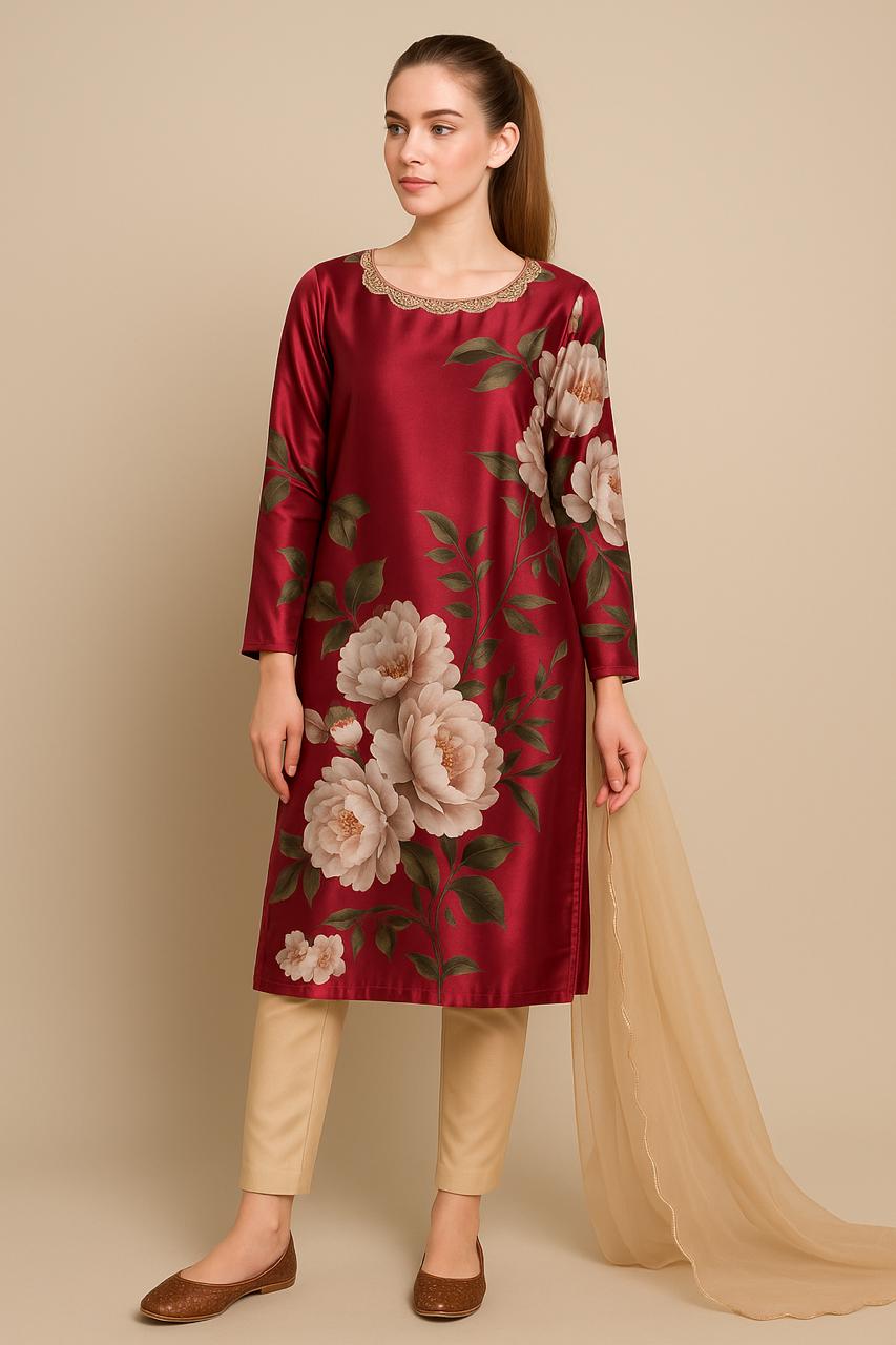 Luxurious Silk 3-Piece Dress – Elegant & Timeless