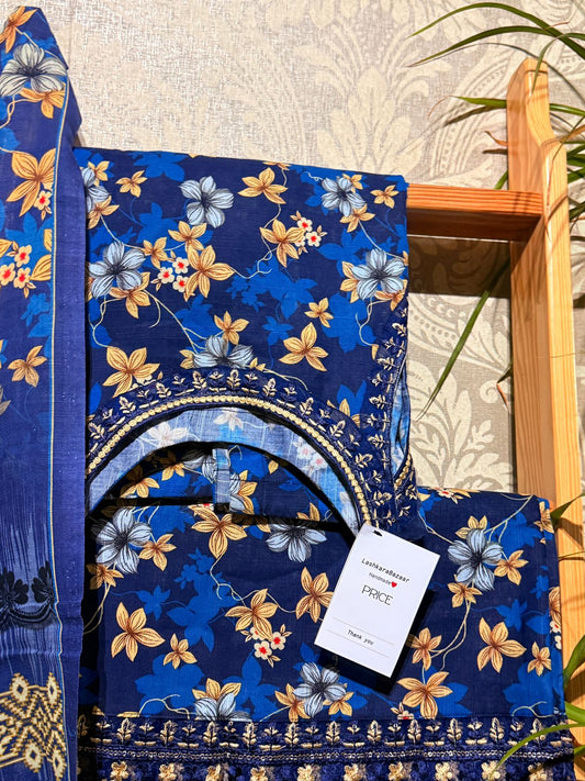 Elegant 3-Piece Khaddar Suit with Intricate Embroidery - Winter Collection