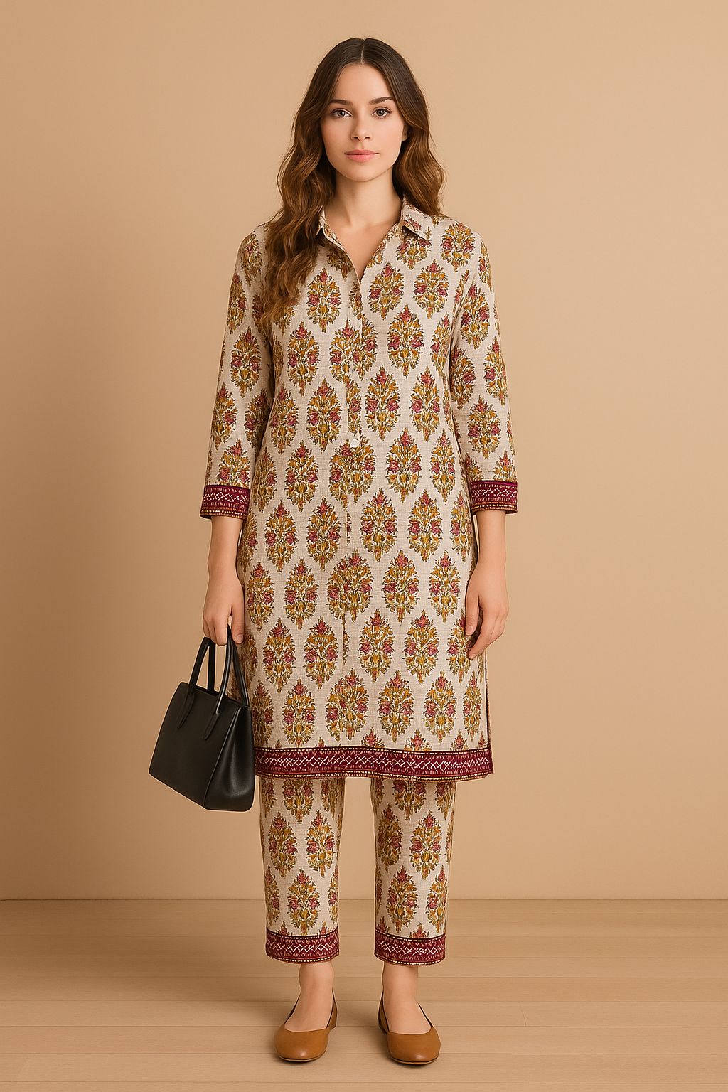 Women’s Jacquard Co-Ord Set – Elegant 2-Piece Outfit (Sizes S–L)