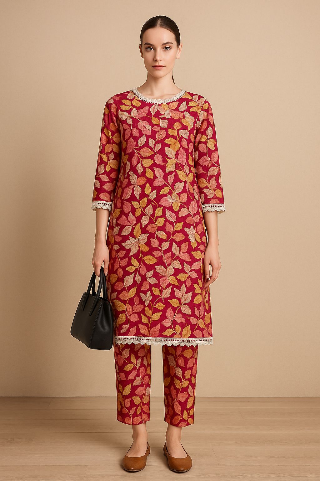 Women’s Jacquard Co-Ord Set – Elegant 2-Piece Outfit (Sizes S–L)