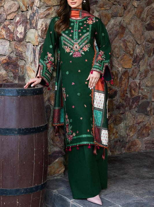 Fully Embroidered Khaddar 3-Piece Suit – Winter Collection